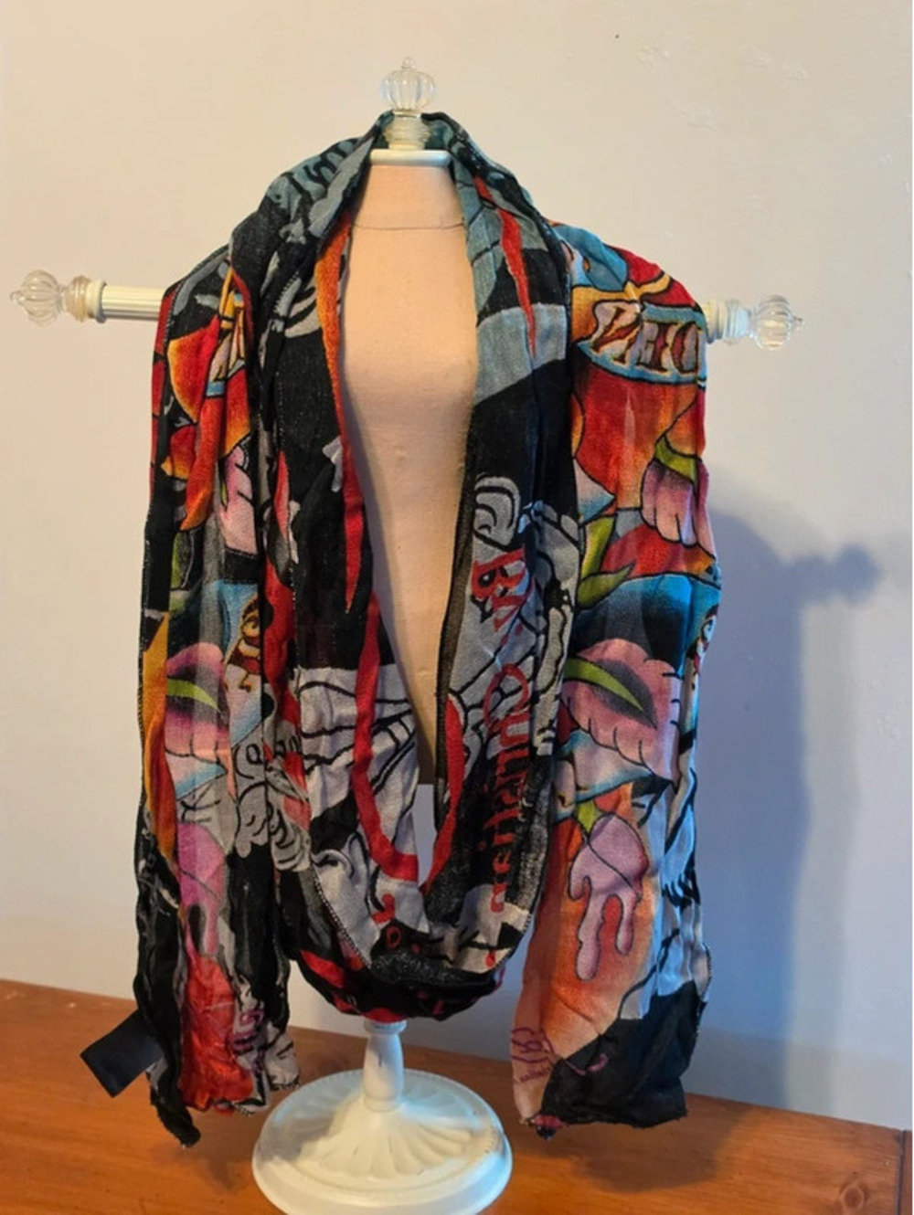 vintage Ed Hardy by Christian Audigier graphic scarf